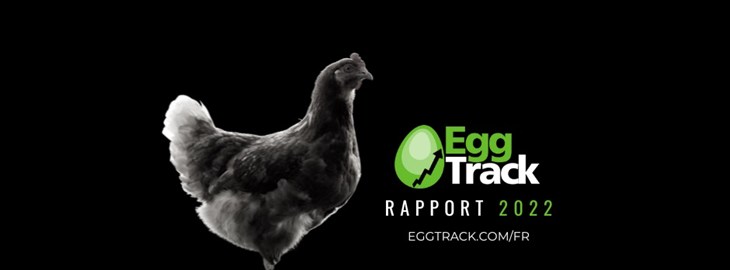 poule sur fond noir et lien vers site eggtrack