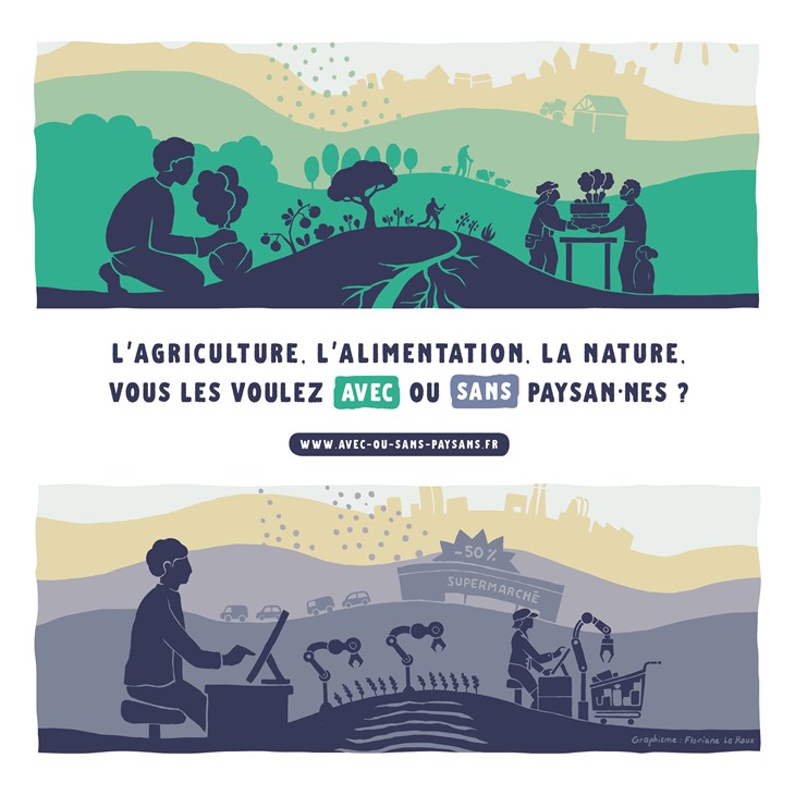 Visuel de la campagne Collectif Nourrir : avec ou sans paysans
