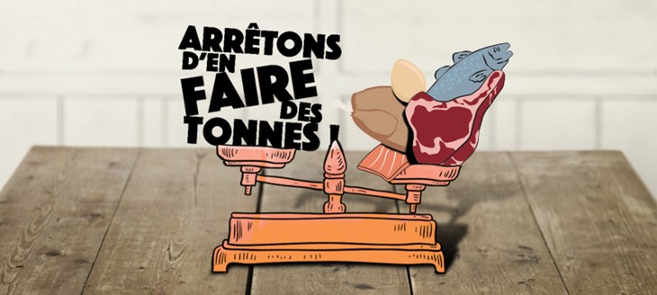 Illustration d'une balance avec arrêtons d'en faire des tonnes d'un côté avec des viandes en fo